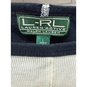 Lauren Active Ralph Lauren Thermal Knit Top Cream Black Waffle Long Sleeve L